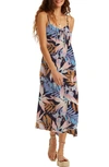 Billabong Juniors' Twist It Printed Midi Dress In Off Black