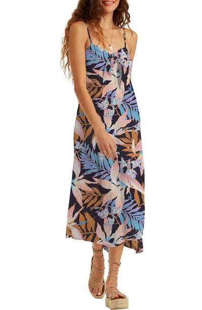 Billabong Juniors' Twist It Printed Midi Dress In Off Black