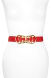 Raina Rocky Statement Buckle Leather Belt In Red