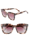 Diff Carson 53mm Polarized Square Sunglasses In Himalayan Tortoise/ Rose