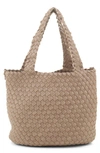 Mali + Lili Ray Convertible Woven Vegan Leather Tote In Taupe