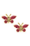 Mignonette Babies' Butterfly Birthstone Gold Earrings In July