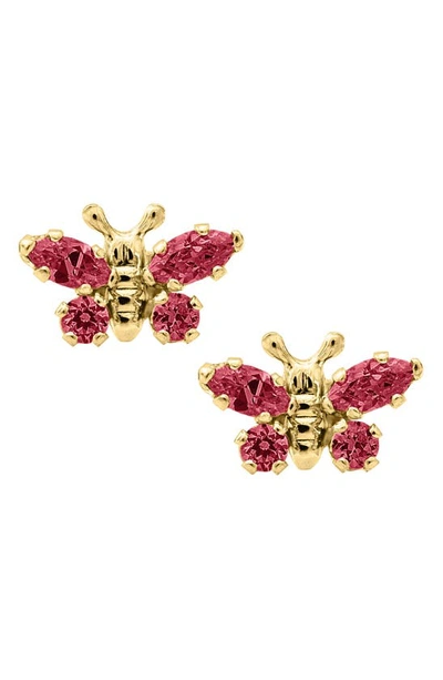 Mignonette Babies' Butterfly Birthstone Gold Earrings In July