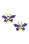 Mignonette Babies' Butterfly Birthstone Gold Earrings In September