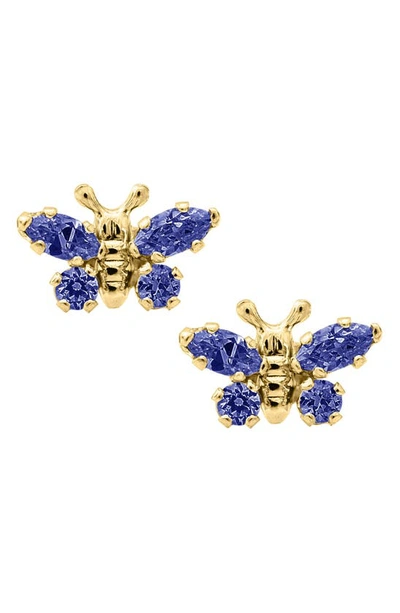 Mignonette Babies' Butterfly Birthstone Gold Earrings In September