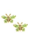 Mignonette Babies' Butterfly Birthstone Gold Earrings In August