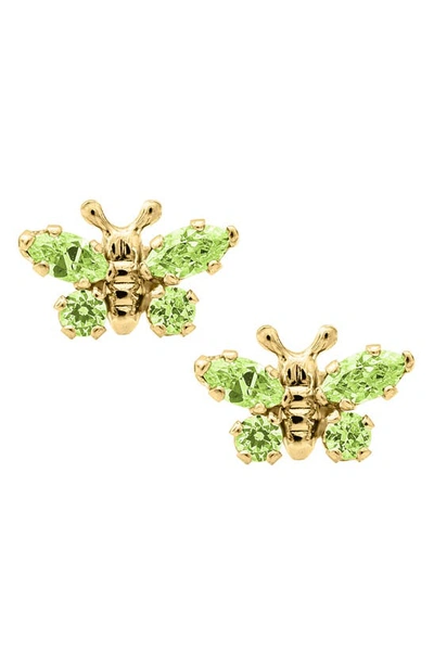 Mignonette Babies' Butterfly Birthstone Gold Earrings In August