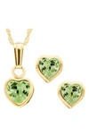 Mignonette Kids' 14k Gold Birthstone Necklace & Stud Earrings In August