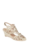 Klub Nico Marcela Laser Cutout Wedge Sandal In Ivory Leather