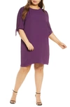 Kiyonna Manhattan Shift Dress In Plum