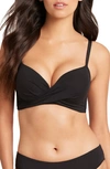 Sea Level Cross Front Molded Underwire Bikini Top In Black