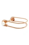 Knotty Imitation Pearl Lock Bangle In Rose Gold