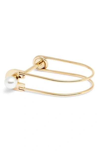 Knotty Imitation Pearl Lock Bangle In Gold