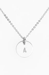 Nashelle Sterling Silver Initial Mini Disc Necklace In Sterling Silver A