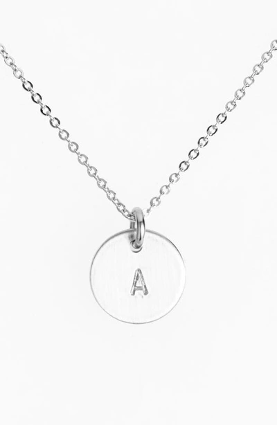 Nashelle Sterling Silver Initial Mini Disc Necklace In Sterling Silver A