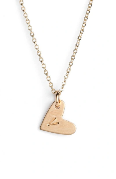 Nashelle 14k-gold Fill Initial Mini Heart Pendant Necklace In Gold/ V