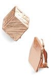 Karine Sultan Brushed Square Clip-on Earrings In Rose Gold