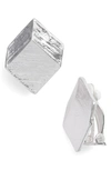 Karine Sultan Brushed Square Clip-on Earrings In Silver