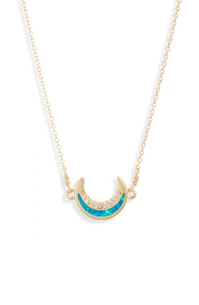 Set & Stones Saylor Moon Pendant Necklace In Gold/ Blue
