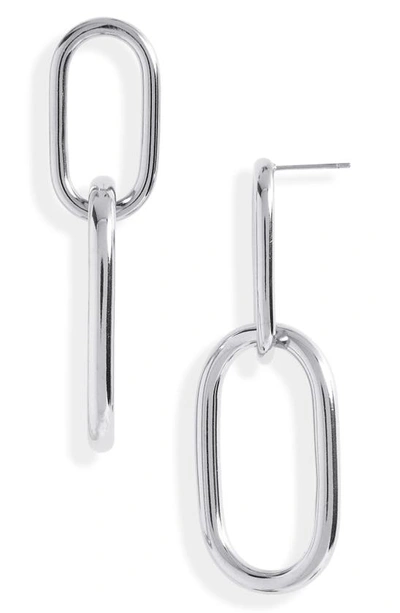 Knotty Chain Link Earrings In Rhodium