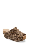 Chocolat Blu Wynn Peep Toe Mule In Tan Leopard Print Suede