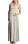 Everly Grey Valeria Maternity/nursing Maxi Dress In Heather Grey