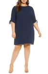 Kiyonna Manhattan Shift Dress In Nouveau Navy