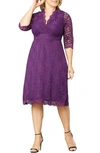 Kiyonna Scalloped Boudoir Lace Sheath Dress In Plum