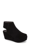 Chocolat Blu Cutout Wedge Sandal In Black Suede