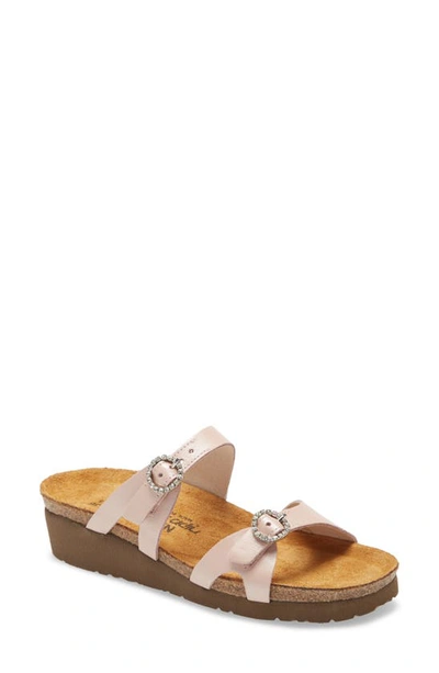 Naot Kate Rhinestone Buckle Sandal In Pear Rose Leather
