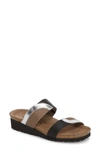 Naot Frankie Slide Sandal In Silver Mirror Leather