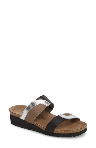 Naot Frankie Slide Sandal In Silver Mirror Leather