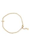 Knotty Cross Beaded Charm Bracelet In Gold