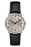 Timexr Marlin Leather Strap Watch, 34mm In Black/ Silver