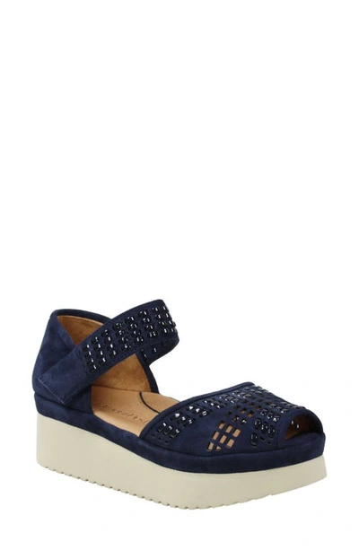 L'amour Des Pieds Amalsinda Wedge Sandal In Navy Suede