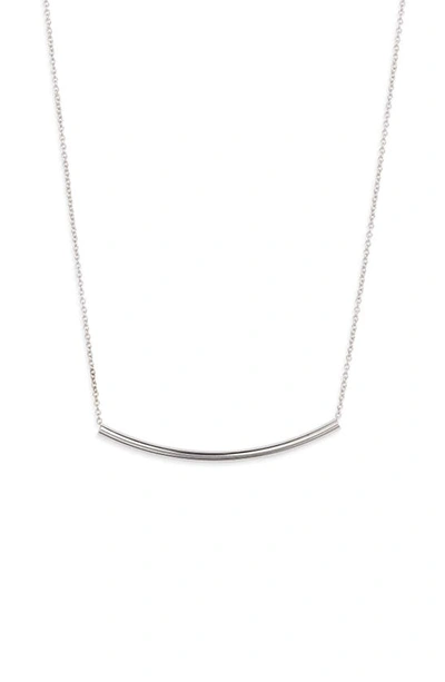 Sterling Forever Curved Bar Pendant Necklace In Silver