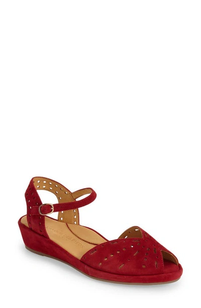 L'amour Des Pieds 'brenn' Ankle Strap Sandal In Scarlet Suede