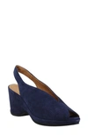 L'amour Des Pieds Odetta Slingback Wedge In Navy Suede