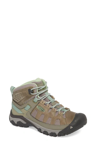 Keen Targhee Vent Mid Hiking Shoe In Fumo/ Quiet Green Leather