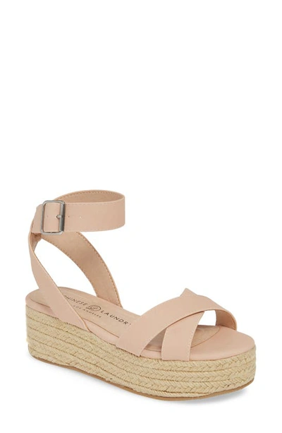 Chinese Laundry Zala Espadrille Platform Sandal In Nude Nubuck Leather