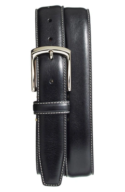 Torino Burnished Leather Belt In Black