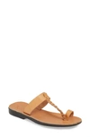 Jerusalem Sandals Ara Toe Loop Slide Sandal In Tan Leather