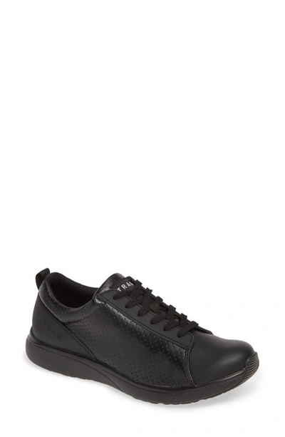 Traq By Alegria Qest Trainer In Perforated Black Leather