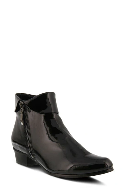 Spring Step Stockholm Foldover Cuff Bootie In Black Patent Leather