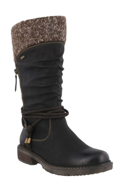 Spring Step Acaphine Water Resistant Boot In Black Faux Leather