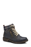 Spring Step Khazera Lace-up Boot In Navy Faux Leather