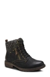 Spring Step Khazera Lace-up Boot In Black Faux Leather