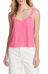 Court & Rowe Women's Contrast-piped V-neck Tank Top In Dragon Fruit