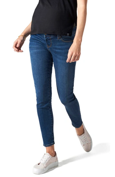 Blanqi Ripped Belly Support Maternity Skinny Jeans In Medium Wash