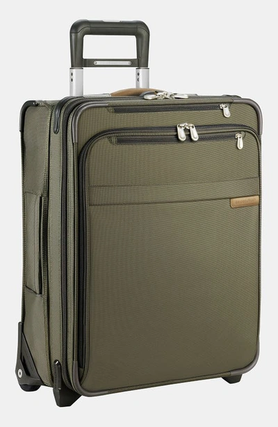 Briggs & Riley Baseline Domestic 22" 2-wheel Softside Carry-on Garment Bag In Olive